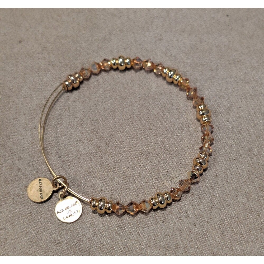 ALEX & ANI Rose Gold "Euphrates" Beaded  Wrap Charm Bangle  Bracelet D498,167